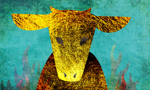 An image of a Golden Calf - the idol the Jews built in the desert. - Art by Sefira Lightstone