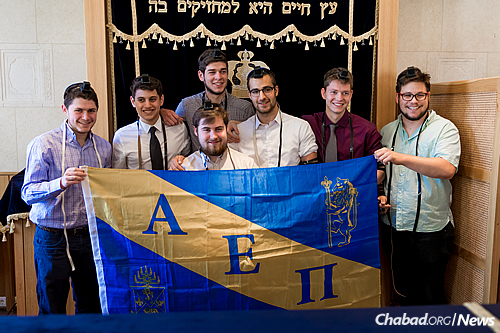 The bar mitzvah boys and AEPi members with friends. (Photo: Jewish Heritage Center)