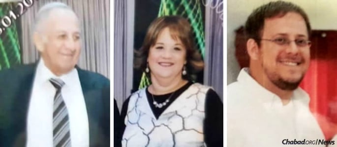 Yosef Salomon, 70, left, and his children—Haya Salomon, 46, center, and Elad Salomon, 36—were murdered by a terrorist who burst into a family Shabbat dinner.