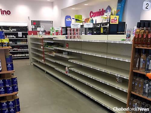 Store shelves are wiped clean as food becomes harder to find.