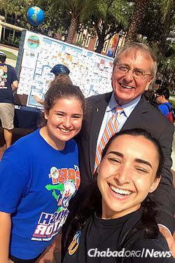 Fuchs spent time talking with students and urging others to participate in the marathon.