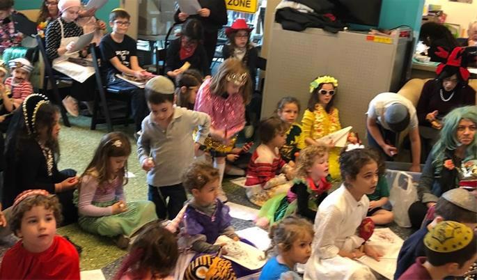 Students and staff celebrate the Jewish holiday of Purim.