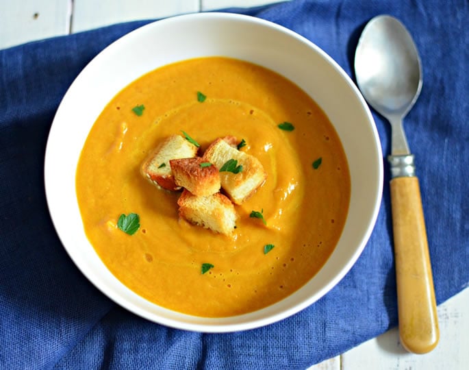 Ginger-Infused Roasted Carrot Soup - With Homemade Croutons - Soup ...