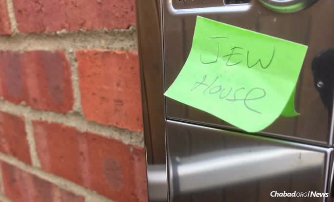 A note left by anti-Semitic vandals.