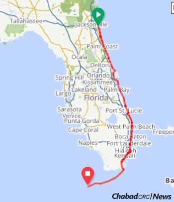 The bike ride will begin on June 24 from Chabad of Ponte Vedra Beach, Fla., and end on July 1 in Key West.