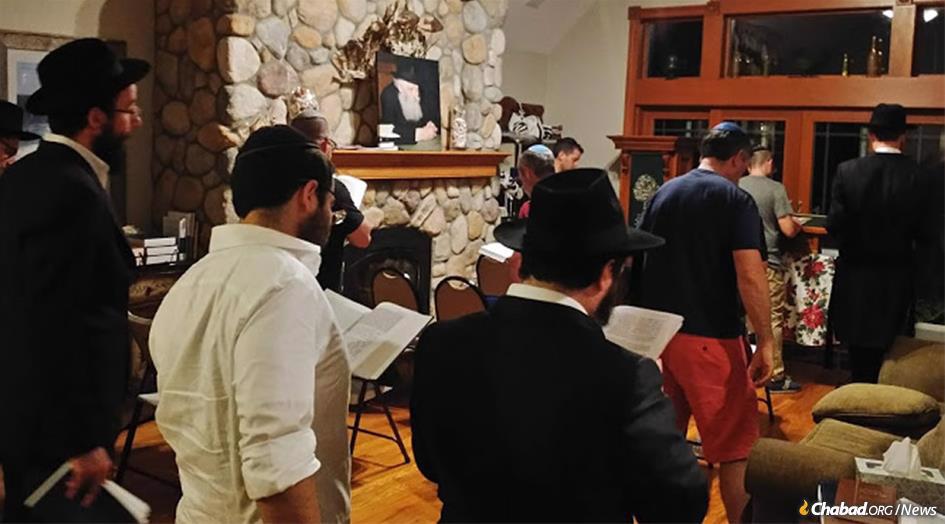 Chabad of Montauk hosted its first-ever Shabbat minyan on June 29. Throughout the summer, Rabbi Aizik and Musia Baumgarten will offer family-oriented activities like challah-baking on Thursdays and pre-Shabbat parties on the beach. (Photo was taken after the conclusion of Shabbat)