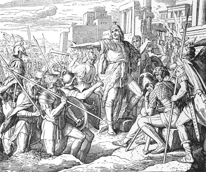 An artist&#39;s rendition of Judah the Maccabee in battle. (Photo: Wikimedia)