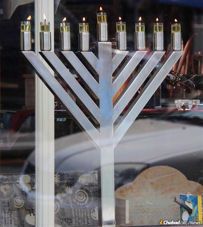 Half of Klar’s menorahs are sold to Chabad Houses around the world, and the other half are sold to various companies and organizations, including the U.S. military.