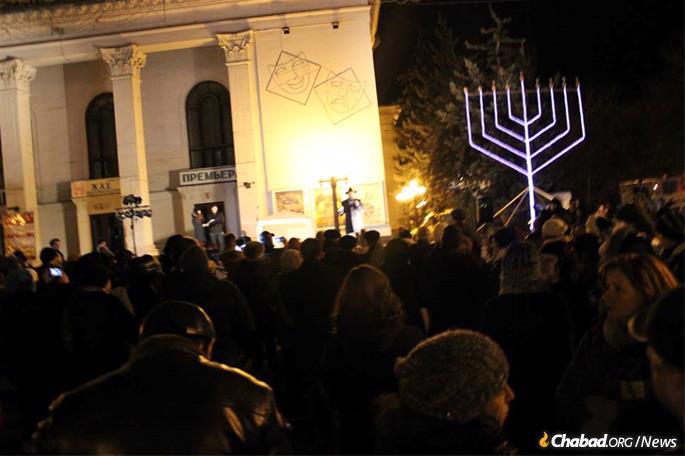Hundreds turned out for the menorah-lightings each year.