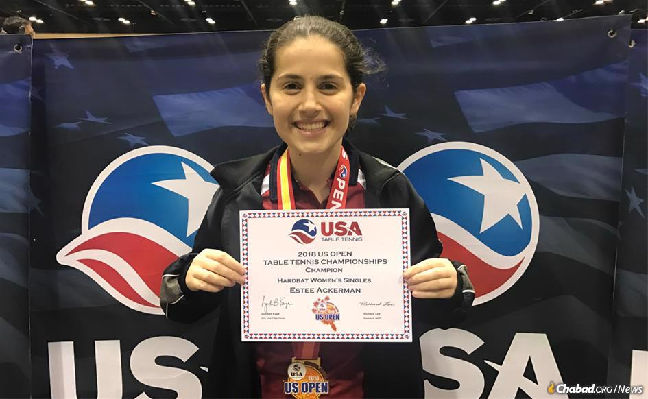 Estee Ackerman, 17, had a strategy to make it through a day of competition at the U.S. Open in table tennis while observing the Jewish fast day of Asarah B’Tevet.