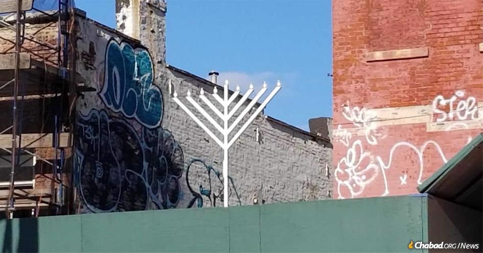 Heralding the return of Jewish life to the South Bronx, this menorah overlooks the Third Avenue Bridge that connects the area to Manhattan.