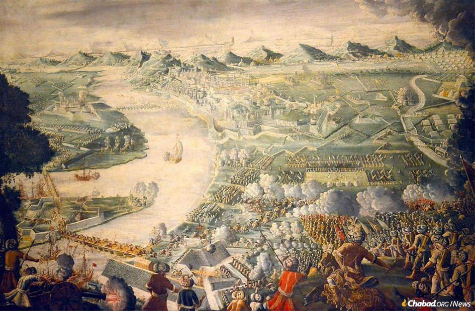  "The Taking of Buda, 1686" in the Deutsches Historisches Museum. The victorious Christian invaders destroyed the Jewish community of Buda, along with their Muslim neighbors.