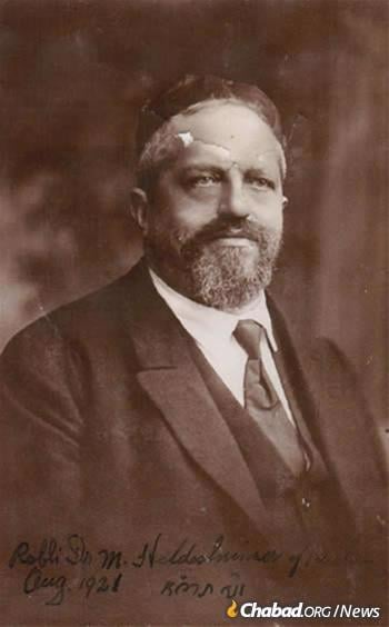Rabbi Dr. Meir Hildesheimer, photographed in 1921. Hildesheimer was the administrative director of the Berlin Rabbinical Seminary and an influential German Jewish communal leader. He would play a central role in Rabbi Yosef Yitzchak's matzah campaign.