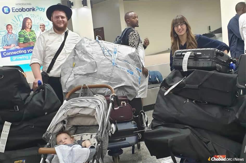 Rabbi Chaim and Dina Bar Sella arrive in Rwanda with their 8-month-old son, Shneur Zalman, to open a new Chabad center in Kigali that will include the nation’s first synagogue, where Bar Sella will be the country’s first permanent rabbi.