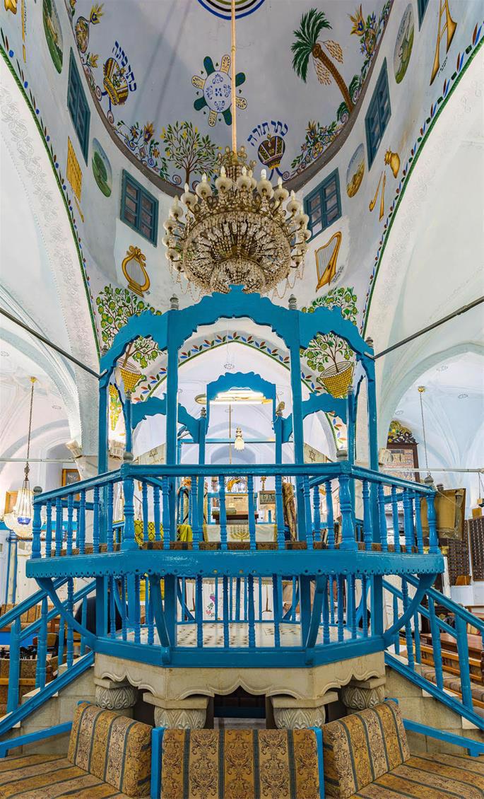Interior of the iconic 15th-century, Spanish-style Abuhav synagogue.
