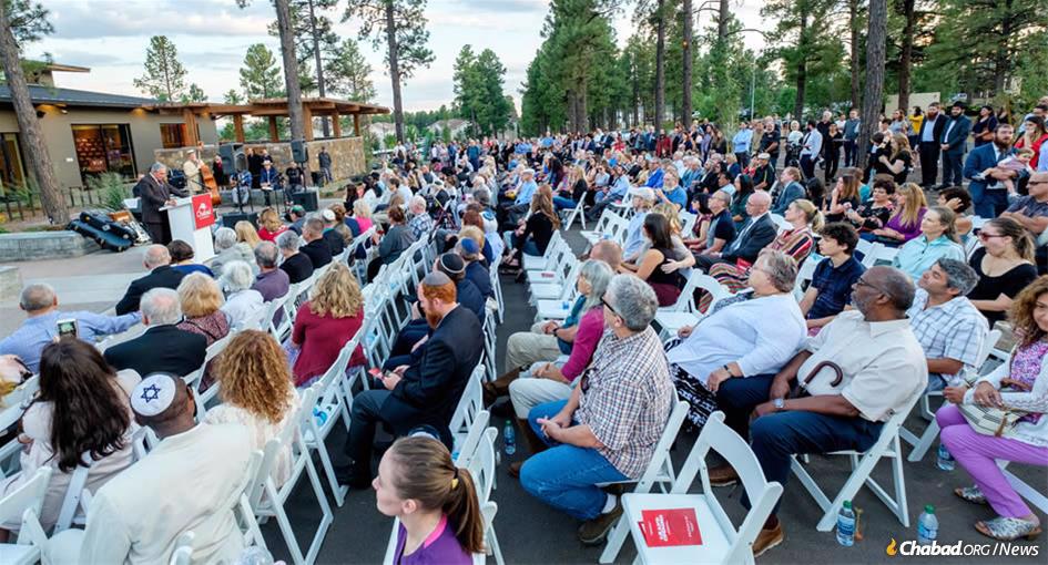 Hundreds of people of all ages gathered to celebrate the grand opening of Chabad of Flagstaff’s new center.