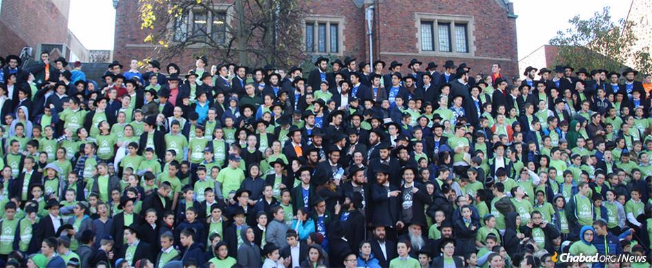 About 1,000 boys, ages 8 to 14, are participating in the kids’ division programming of the International Conference of Chabad-Lubavitch Emissaries, as in this group photo from a prior year. (File Photo)