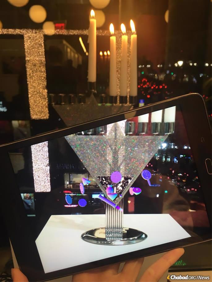 The Augmented Reality menorah in action (File photo/Tech Tribe )