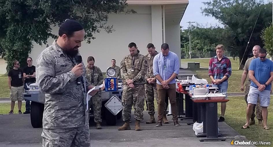 Chaplain Levy Pekar, left, a U.S. Air Force Captain, will host Chanukah for about 100 stationed at Kadena Air Base in Okinawa, a small island off the coast of Japan.