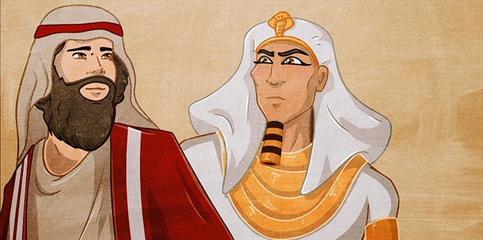 Moses, leader of the Jews, and Pharaoh, king of Egypt. - Art by Rivka Korf Studio