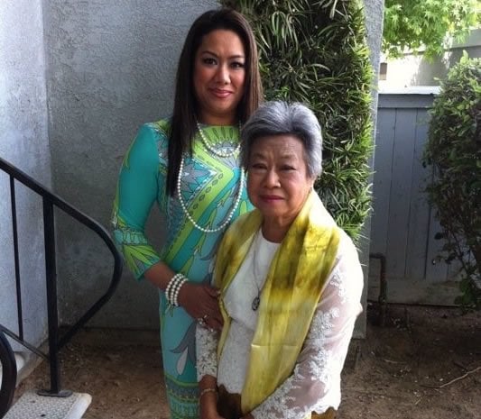 Susie with her mother, HRH Sisowath Neary Bong-Nga, in Fresno, California.