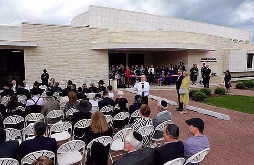 The opening of a gleaming new Chabad center in suburban Chicago, built with Jerusalem stone.