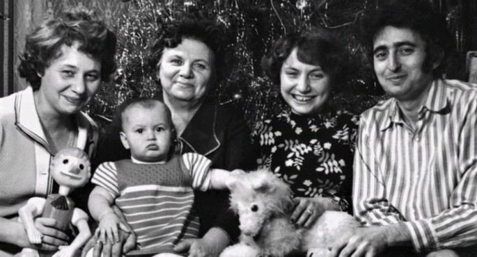 With my family in the Soviet Union. I am sitting on my grandmother Zelda’s lap, next to my mom and Aunt Vera, sitting next to my dad.