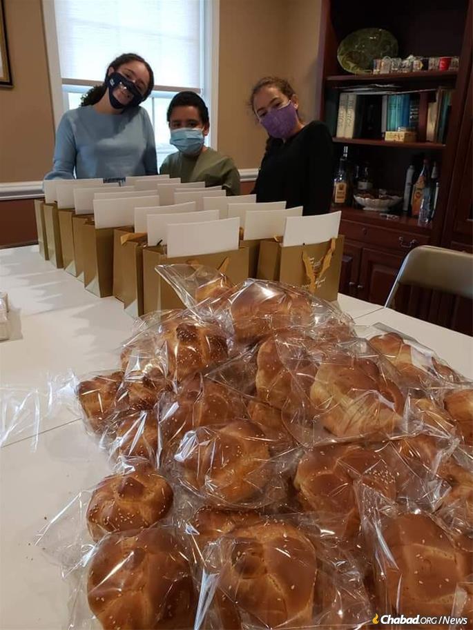 Rosh Hashanah-to-go kits are prepared at Chabad of the Nyacks in Rockland County, N.Y.