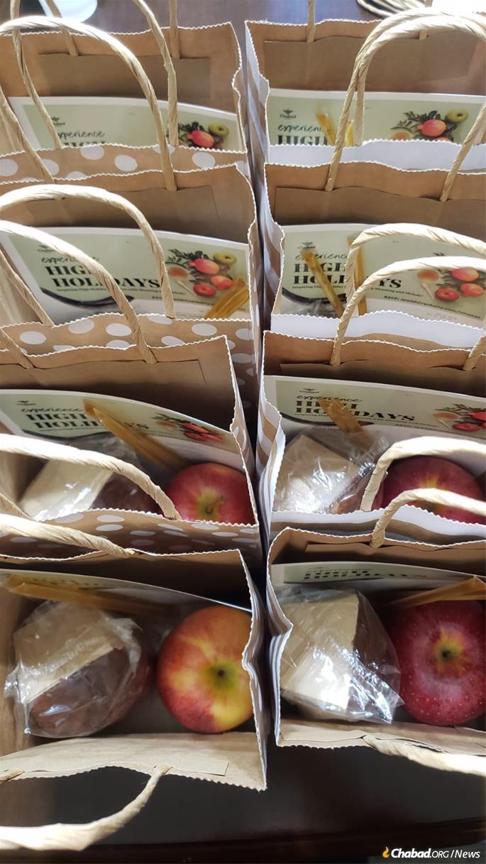 Rosh Hashanah-to-go kits are prepared at Chabad of Cranberry Township, Penn.