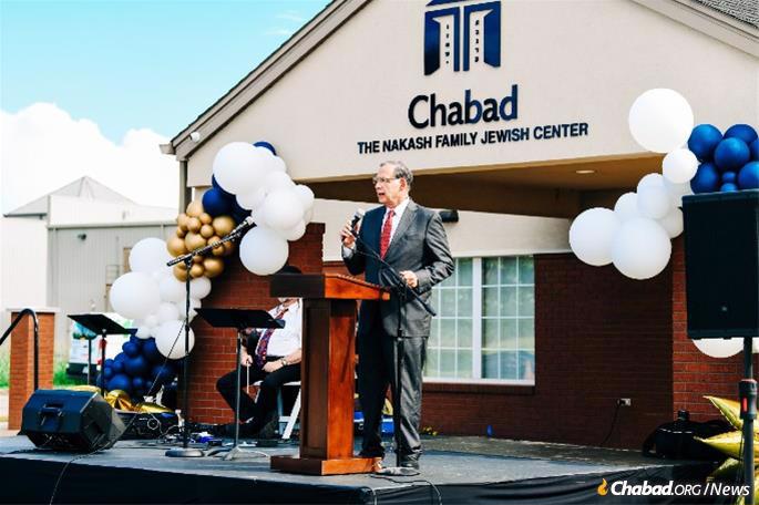 Senator John Boozman of Arkansas speaks at the opening of Chabad of Northwest Arkansas, in Bentonville, Ark
