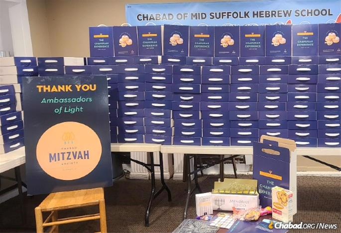 Some of the thousands of menorah kits that were delierved on Long Island in time for Chanukah.