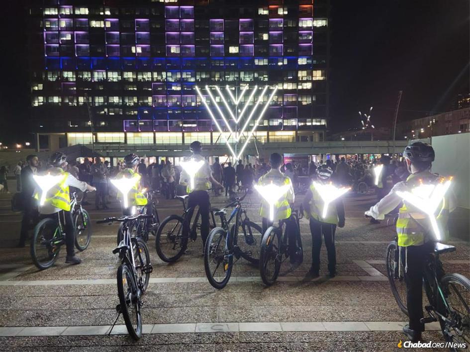 A menorah bicycle parade rolled through the streets of Tel Aviv.