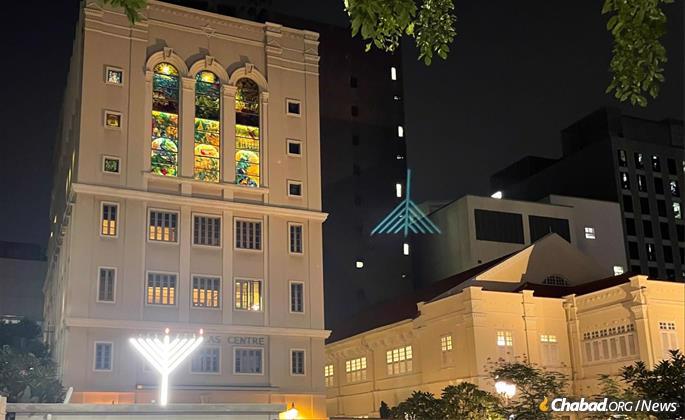 Outside the historic Jewish center in Singapore
