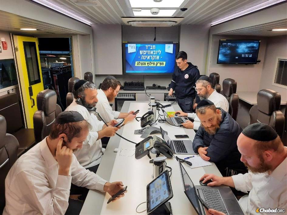 Emergency hotlines connect the Jews of Ukraine with Chabad’s boots on the ground at high-tech crisis-management centers like the one above in Kfar Chabad, Israel.