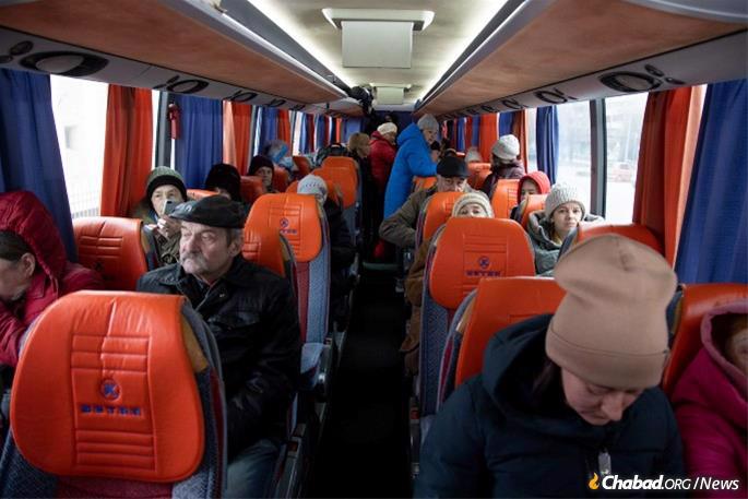 Chabad of Zaporizhzhia's buses not only carry locals but also refugees from the decimated city of Mariupol.