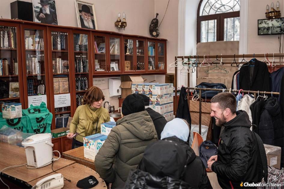 Passover staples are distributed for free to all who need them at Chabad-Lubavitch of Odessa.