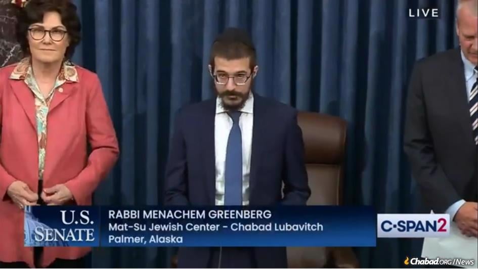 Rabbi Mendel Greenberg, 32, was the youngest rabbi to be a guest chaplain in Congress when he opened the Senate in prayer on March 31.