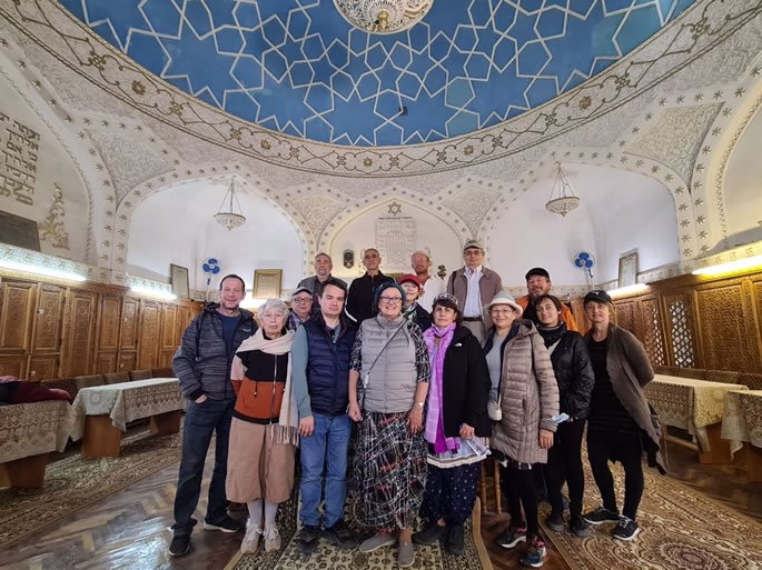 Our entire group in a synagogue in Uzbekistan.