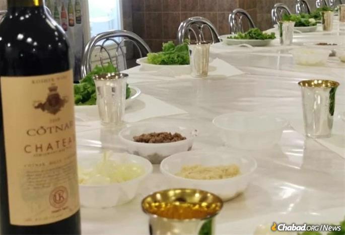 The tables are set for the Seder.