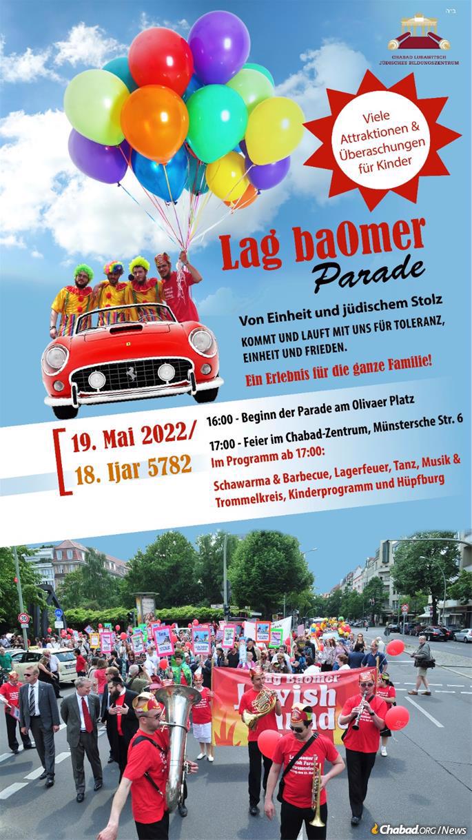 Chabad of Berlin’s Lag BaOmer parade is expected to see more than 600 people participate.