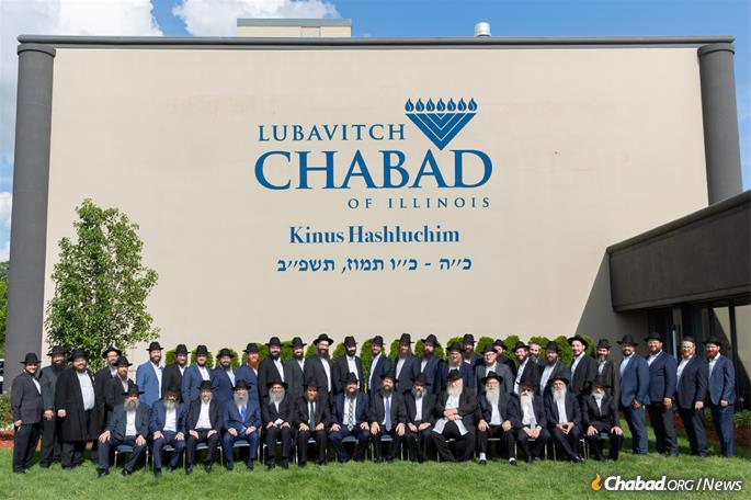 The rabbis who serve as Chabad emissaries throughout Illinois, pictured in 2022
