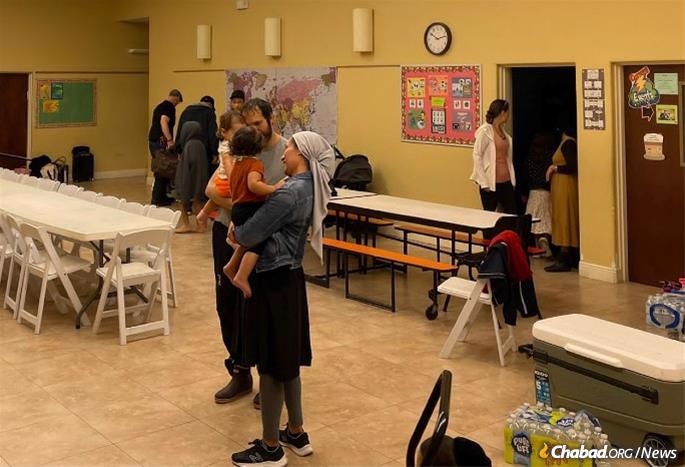 Fort Meyers residents took shelter at the Chabad centers. Their numbers grew throughout the day until roads became impassable due to flooding and high winds.
