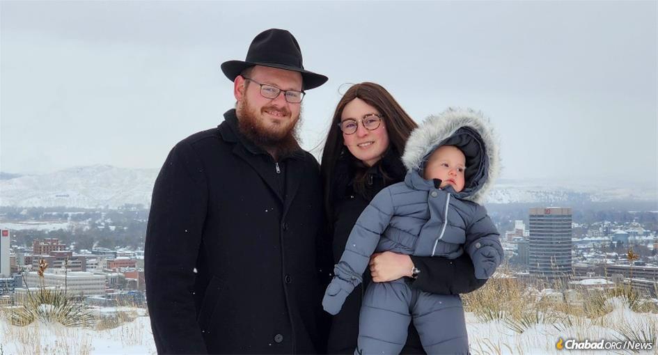 Rabbi Shaul Shkedi, Mushky Shkedi and their daughter, Zelda Rochel in Billings, Mont. They are among the more than 120 couples who have joined the ranks of Chabad-Lubavitch emissaries in the last year.