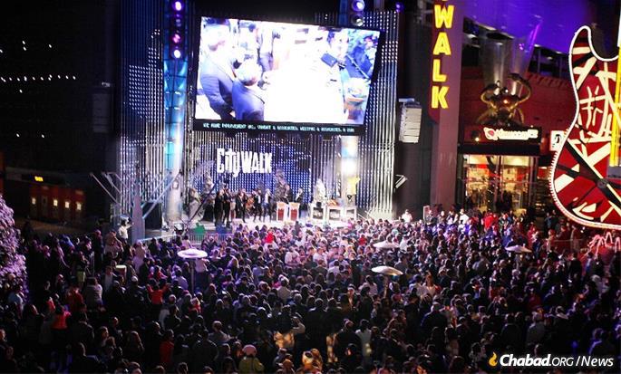 Menorah lighting and party at Universal CityWALK Hollywood, a busy gathering area right outside Universal Studios. (File photo)