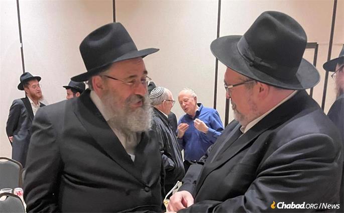 Rabbi Mendel Dubrawsky, founder and director of Chabad of Dallas, with Rabbi Bentzi Epstein.