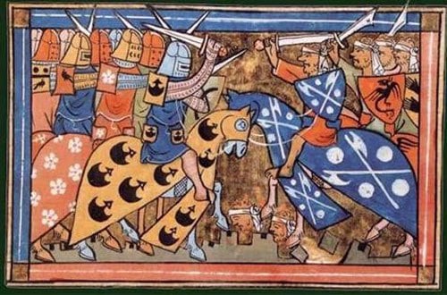 Uma batalha da Segunda Cruzada (ilustra&#231;&#227;o da Histoire d&#39;Outremer de Guilherme de Tiro, 1337)