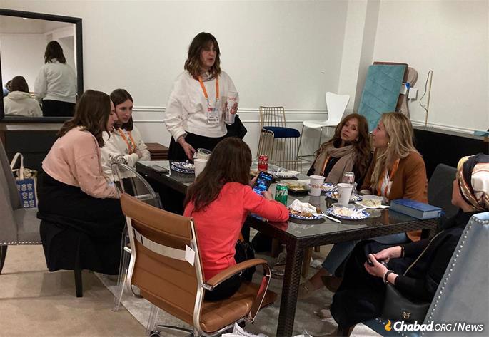 Jewish women get together for a coffee and conversation.