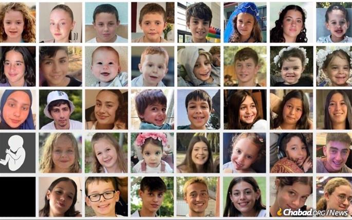 Photos of Jewish children who were taken as hostages by terrorists. - Credit: Government of Israel