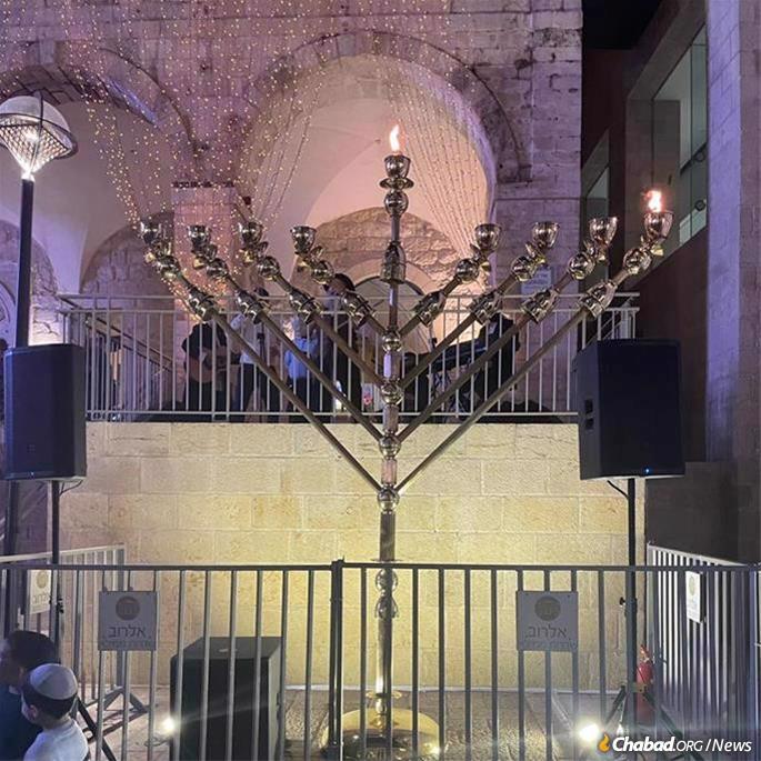 With Israel at war, a menorah just outside the walls of the Old City in Jerusalem. - File photo: Chabad of Talbieh/Mamila