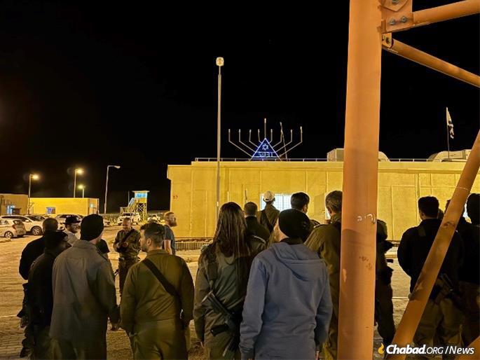 A menorah atop one of the eight military bases near Eilat. - Photo: Chabad of Eilat
